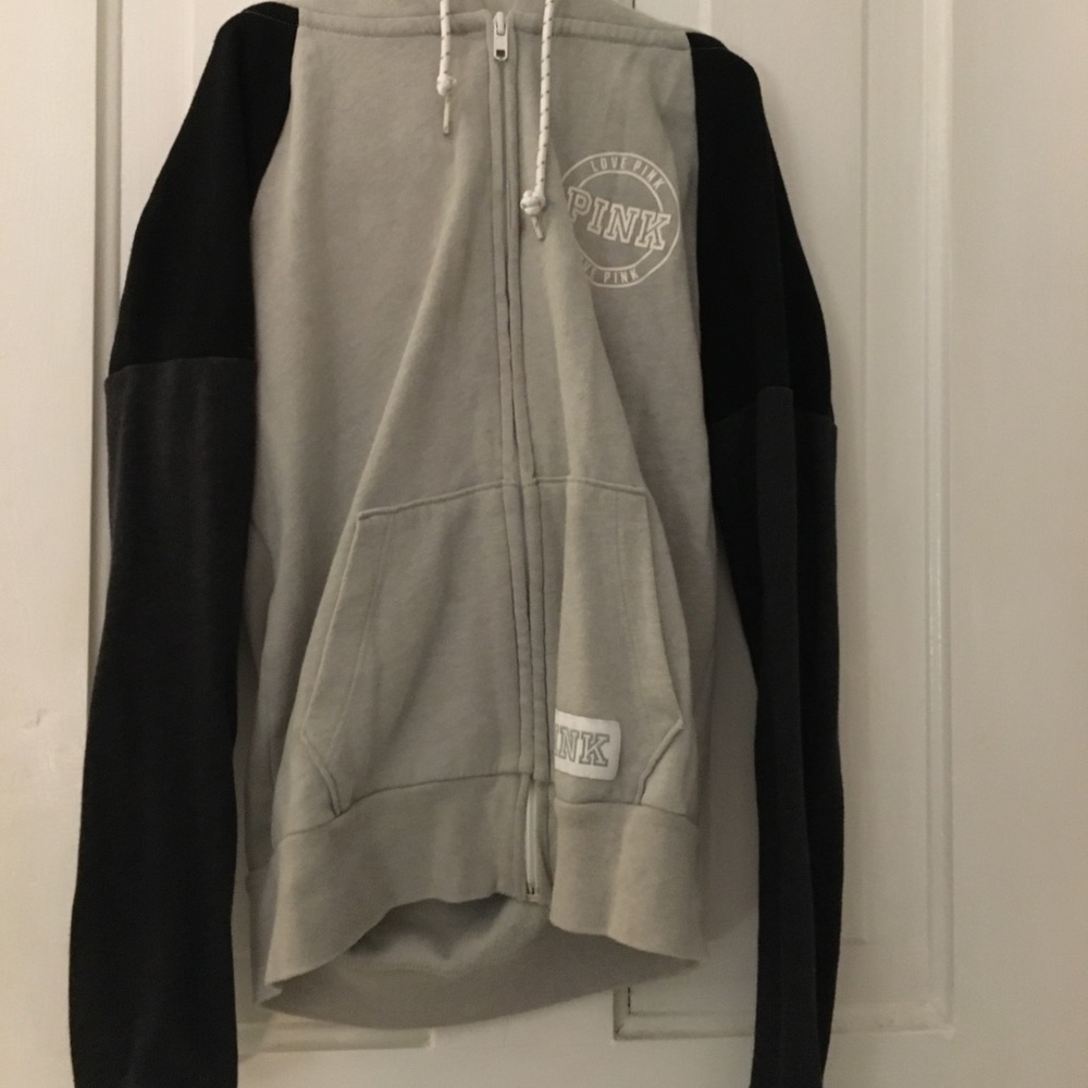 victoria secret pink light gray zip up